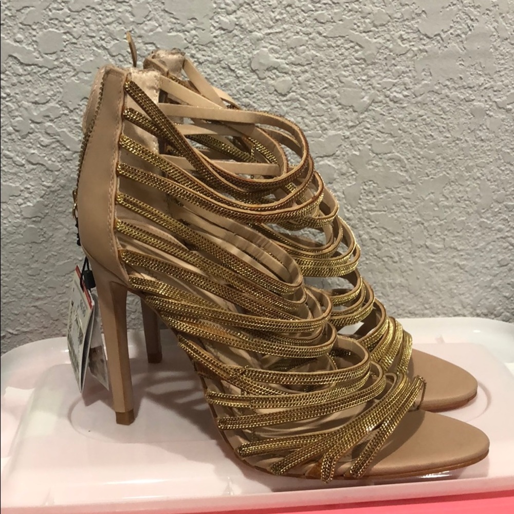 Zara Gold Chain Strappy Heels